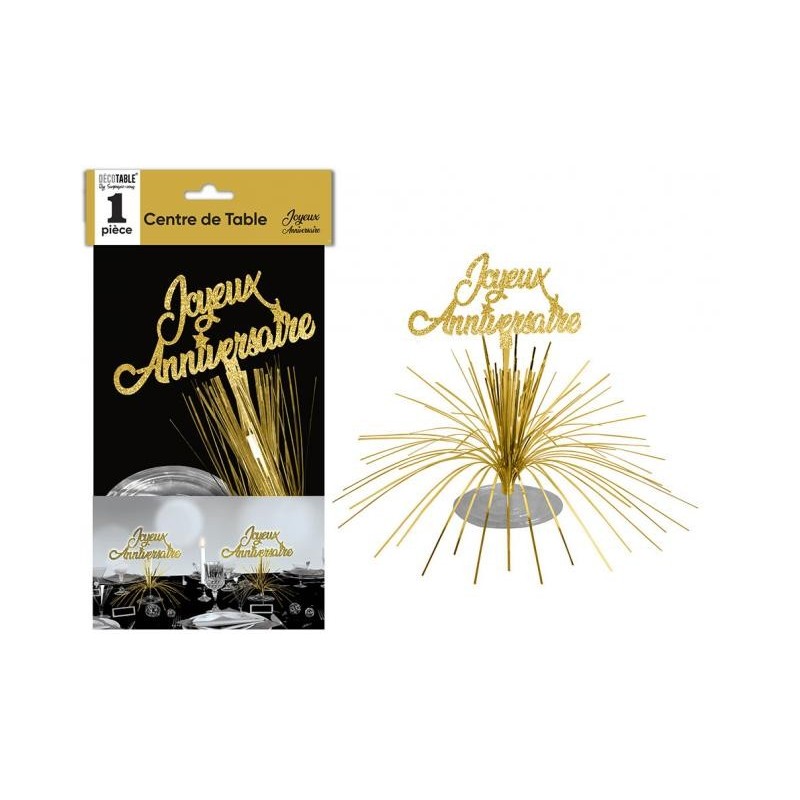 Centre de table joyeux anniversaire, or Centre de table joyeux anniversaire, or