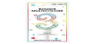 Bougie chiffre 3 multicolore