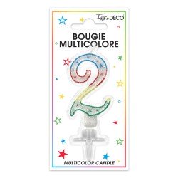 Candela numero 2 multicolore