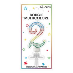 Kerze Nummer 2 mehrfarbig
