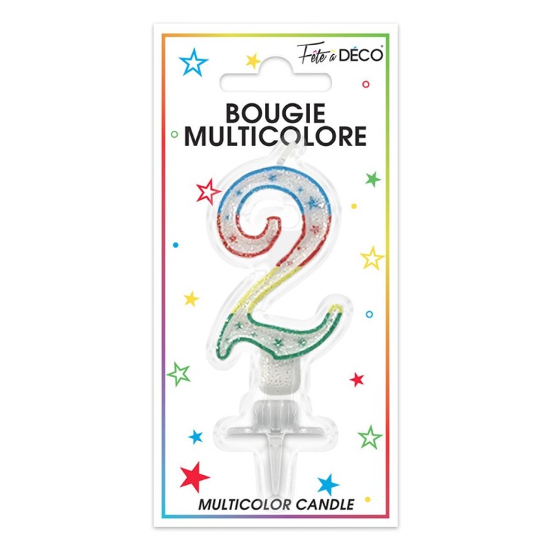 Bougie numero 2 multicolore Bougie numero 2 multicolore