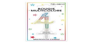 Kerze Nummer 4 mehrfarbig