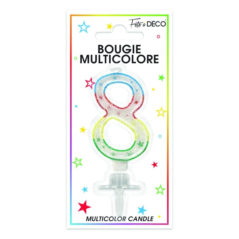 Bougie chiffre 8 multicolore Bougie chiffre 8 multicolore