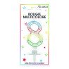 Bougie chiffre 8 multicolore