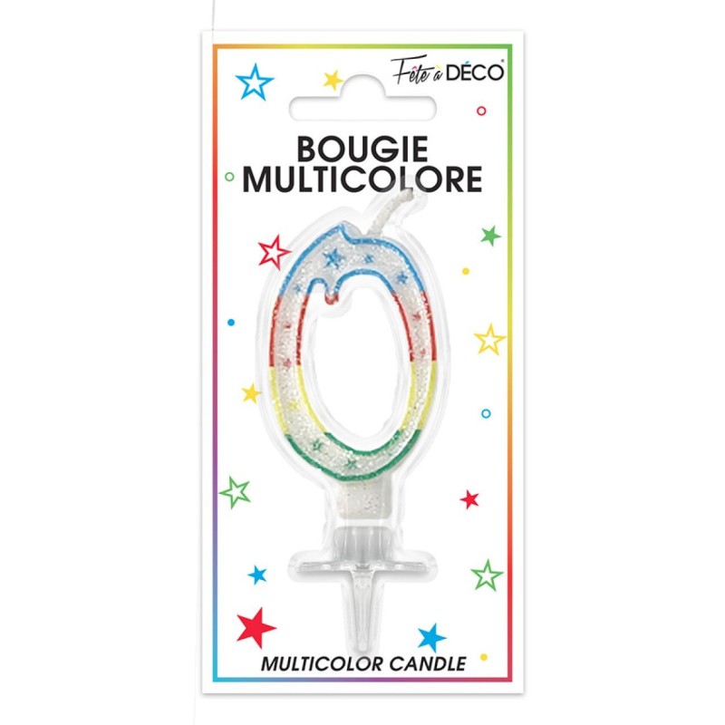 Bougie chiffre 0 multicolore Bougie chiffre 0 multicolore