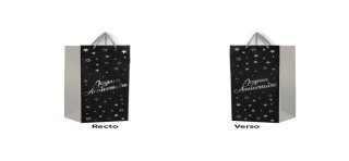 1 Sac cadeau pour bouteille "Joyeux Anniversaire"  noir-argent