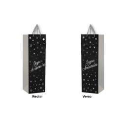 1 Sac cadeau pour bouteille "Joyeux Anniversaire"  noir-argent