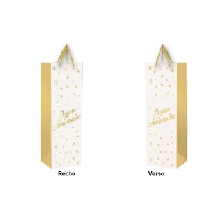 1 Geschenktüte für Flasche "Joyeux Anniversaire" Weißes - Gold