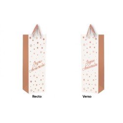 1 Sacchetto regalo per bottiglia "Joyeux Anniversaire" Oro - Oro rosa