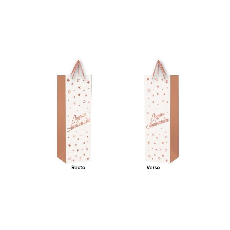 1 Sac cadeau pour bouteille "Joyeux Anniversaire" Blanc- Rose Gold 1 Sac cadeau pour bouteille "Joyeux Anniversaire" Blanc- Rose Gold