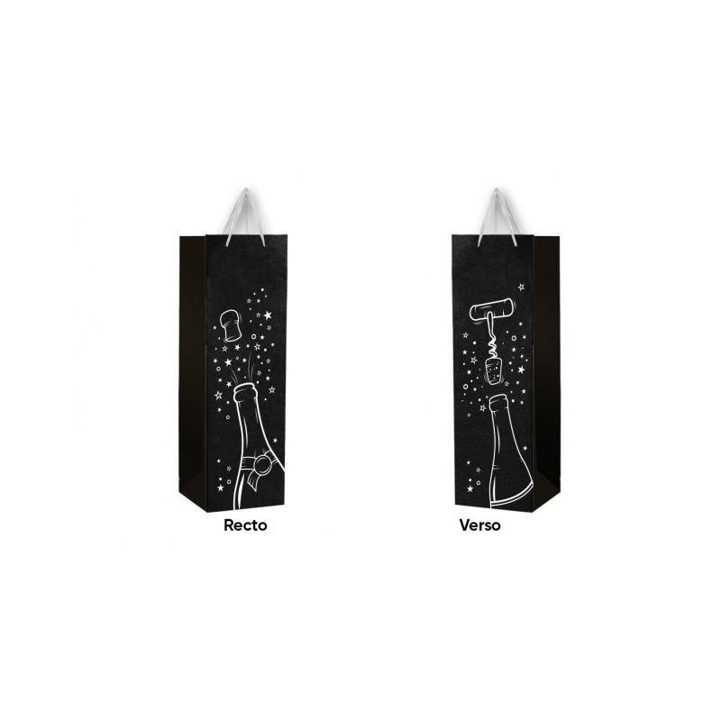 1 Sac cadeau pour bouteille, noir 1 Sac cadeau pour bouteille, noir