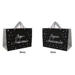 1 Sac cadeau moyen "Joyeux Anniversaire"  noir-argent