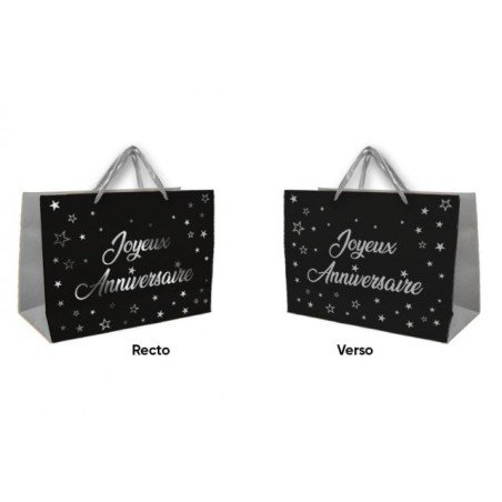 1 Sac cadeau moyen "Joyeux Anniversaire"  noir-argent