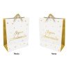 1 große weiß-goldene "Joyeux Anniversaire"-Geschenktüte
