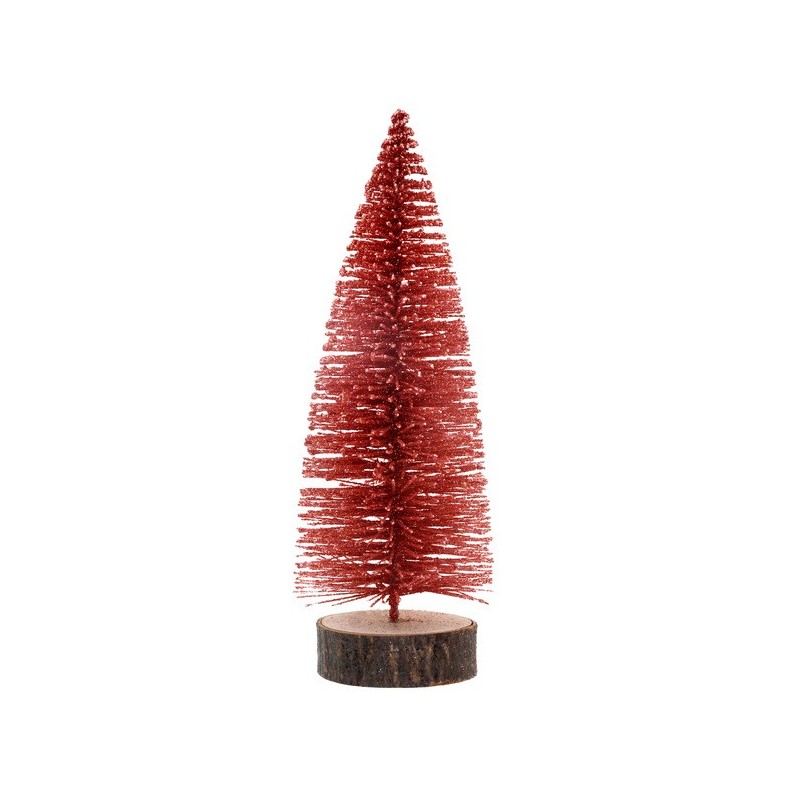 Albero di Natale con lustrini su ceppo di legno, rosso 4,5x16 cm Albero di Natale con lustrini su ceppo di legno, rosso 4,5x16 cm
