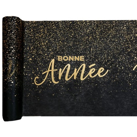 Runner da tavola Bonne Année, nero, 3 m x 28,5 cm