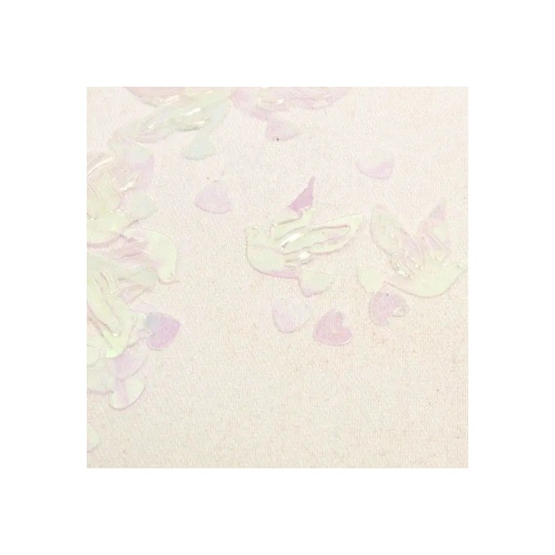 Confettis de table, coeur et colombe 10gr. ivoire Confettis de table, coeur et colombe 10gr. ivoire