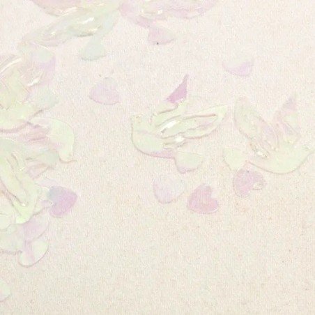 Confettis de table, coeur et colombe 10gr. ivoire