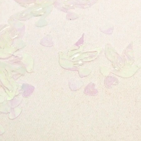 Coriandoli da tavola, cuore e colomba 10gr. avorio