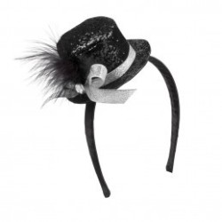 Serre tête mini chapeau paillettes 6 couleurs ass.