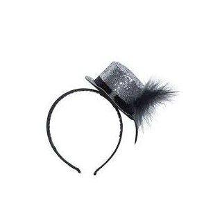 Serre tête mini chapeau paillettes 6 couleurs ass.