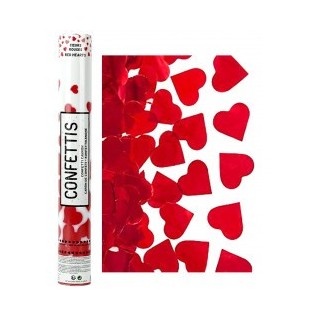 Canon à confettis 40cm Papier Cœurs Rouges