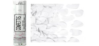 Canon à confettis 40 cm Papier Cœurs Blancs