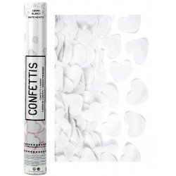 Canon à confettis 40 cm Papier Cœurs Blancs