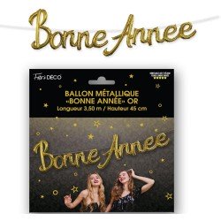 Metallische Ballongirlande Bonne Année gold. 3m50 x 45cm