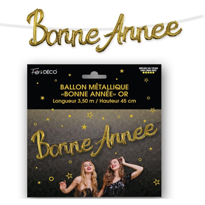 Metallische Ballongirlande Bonne Année gold. 3m50 x 45cm Metallische Ballongirlande Bonne Année gold. 3m50 x 45cm