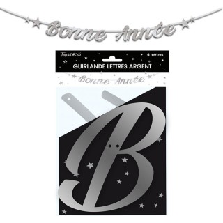 Guirlande Lettres Bonne Année Argent. 4m