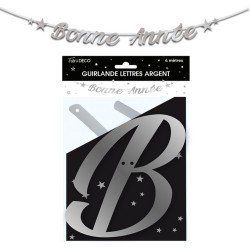 Guirlande Lettres Bonne Année Argent. 4m