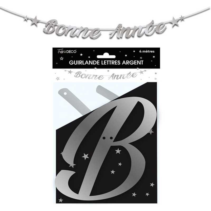 Argento Bonne Année Lettera Ghirlanda. 4 m