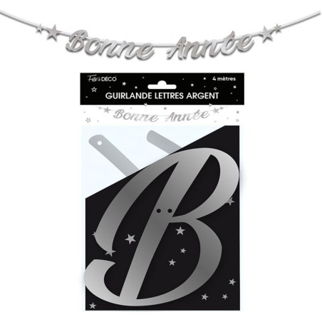 Argento Bonne Année Lettera Ghirlanda. 4 m