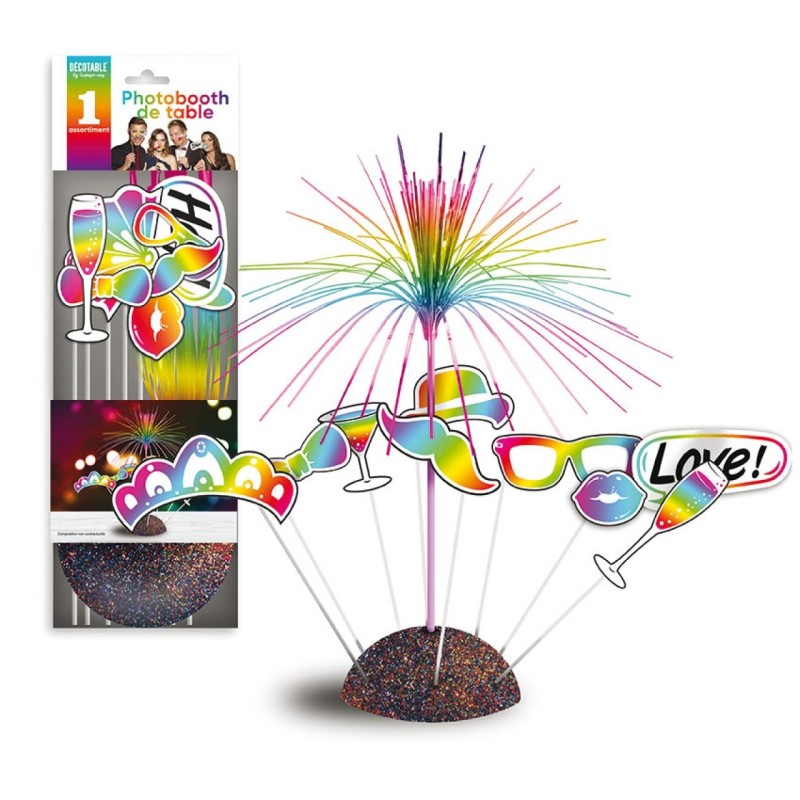 Kit per Photo Booth da tavolo festivo, multicolore, 8 pezzi Kit per Photo Booth da tavolo festivo, multicolore, 8 pezzi