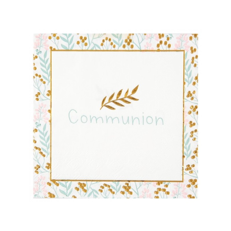 20 Serviettes " Ma première Communion, 16,5 x 16,5 cm, 3plis,Corail 20 Serviettes " Ma première Communion, 16,5 x 16,5 cm, 3plis,Corail