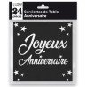 24 Serviettes, Joyeux Anniversaire, 3 plis, 33 x33 cm , Noir 24 Serviettes, Joyeux Anniversaire, 3 plis, 33 x33 cm , Noir