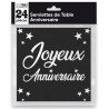 24 tovaglioli, Joyeux Anniversaire, 3 veli, 33 x33 cm , nero