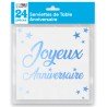 24 tovaglioli, Joyeux Anniversaire, 3 veli, 33 x33 cm , blu