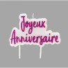 Bougie silhouette "Joyeux Anniversaire" paillete sur pique. Fuchsia Bougie silhouette "Joyeux Anniversaire" paillete sur pique. Fuchsia