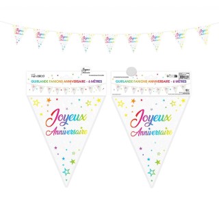 1 Wimpelgirlande "Joyeux anniversaire" mehrfarbig