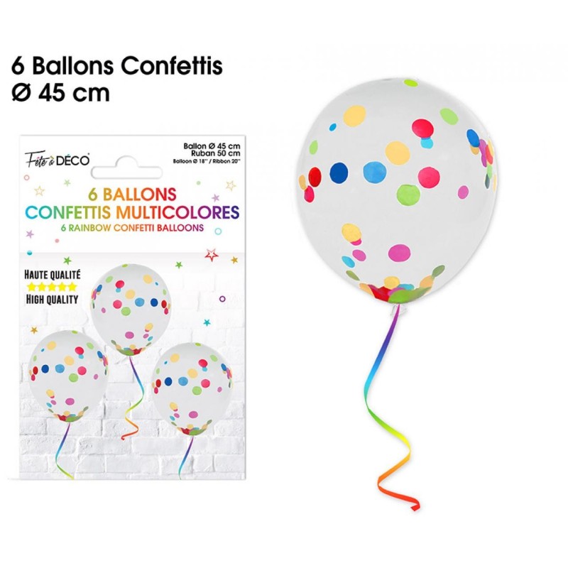 Sacchetto di 6 palloncini coriandoli, Multicolore Sacchetto di 6 palloncini coriandoli, Multicolore