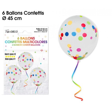 Sacchetto di 6 palloncini coriandoli, Multicolore
