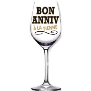 1 Calice da vino inclinato  "Joyeux Anniversaire Je penche vers la perfection! "