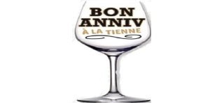 1 schiefes Weinglas "Joyeux Anniversaire Je penche vers la perfection! "