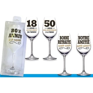 1 Calice da vino inclinato  "Joyeux Anniversaire Je penche vers la perfection! "