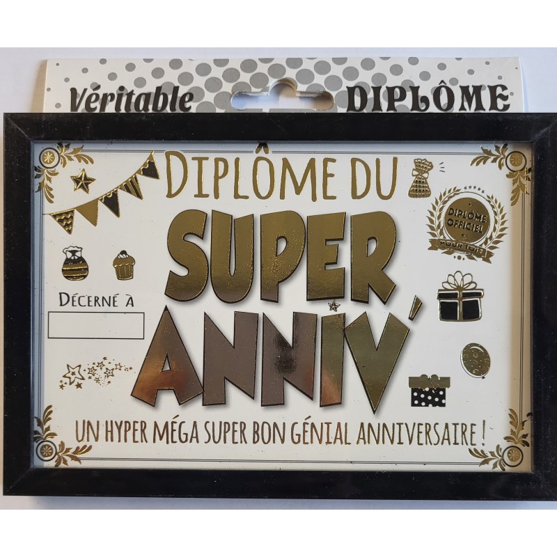 Mini diplôme anniversaire noir & or 11 x 16 cm  Mini diplôme anniversaire noir & or 11 x 16 cm