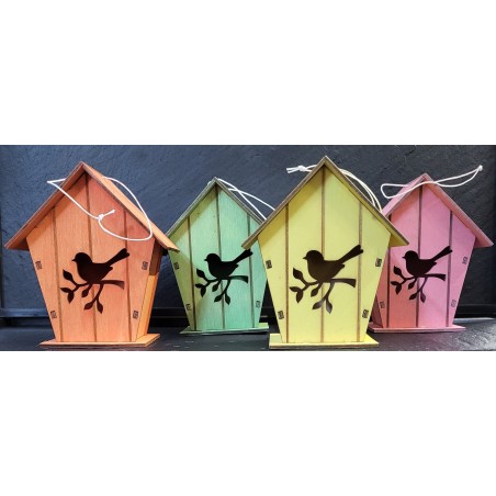 Maison oiseau décorative en bois