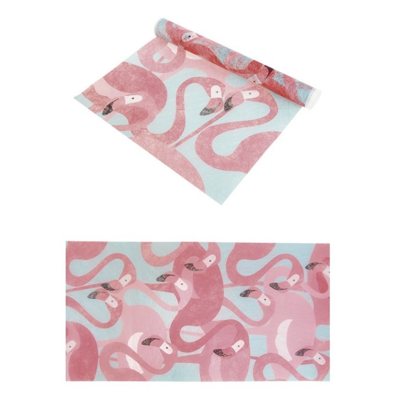 Chemin de table romance flamant rose, 30cm x 5m Chemin de table romance flamant rose, 30cm x 5m