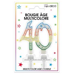 Bougie âge 40 ans multicolore